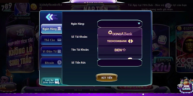 Hướng dẫn giao dịch rút tiền về tài khoản